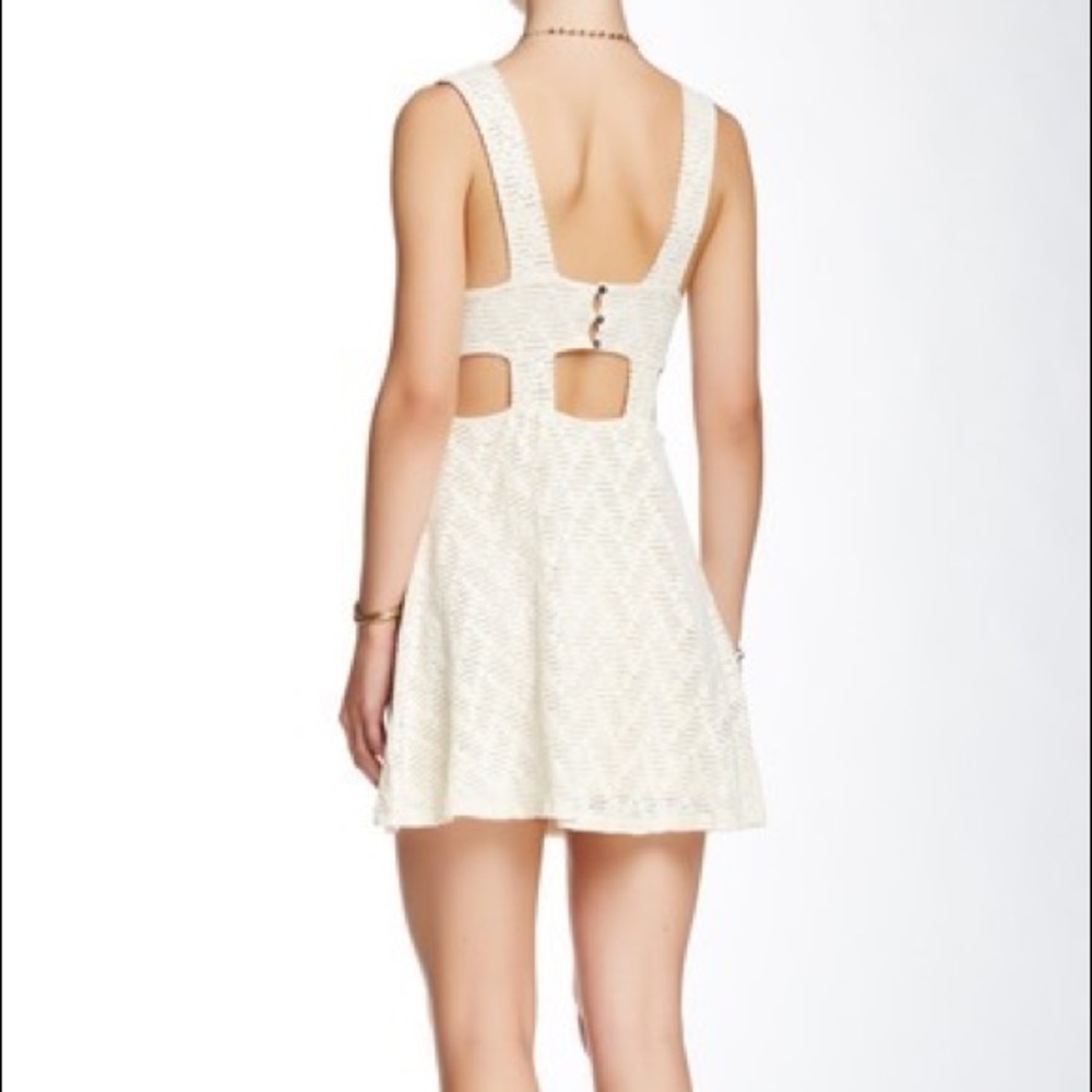 Free People Size Medium Off White Lace Mini Dress - Picture 3 of 6